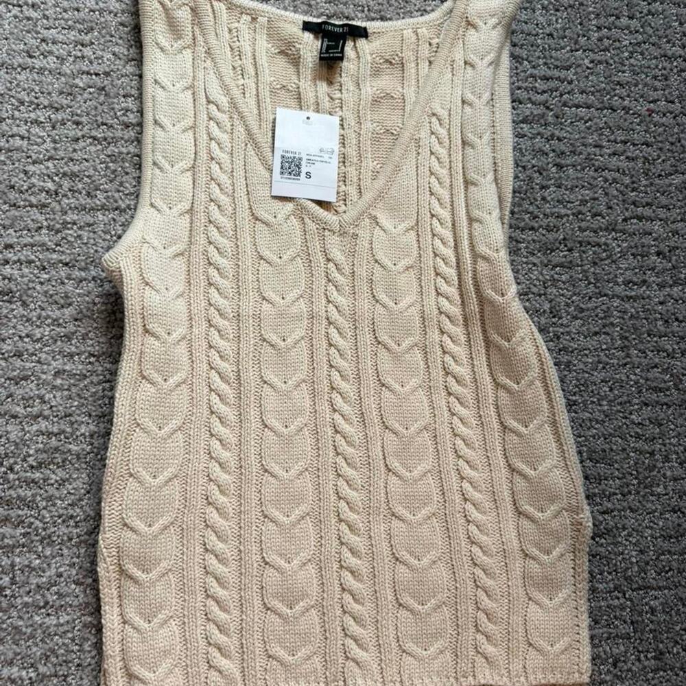 Cream cable knit vest top